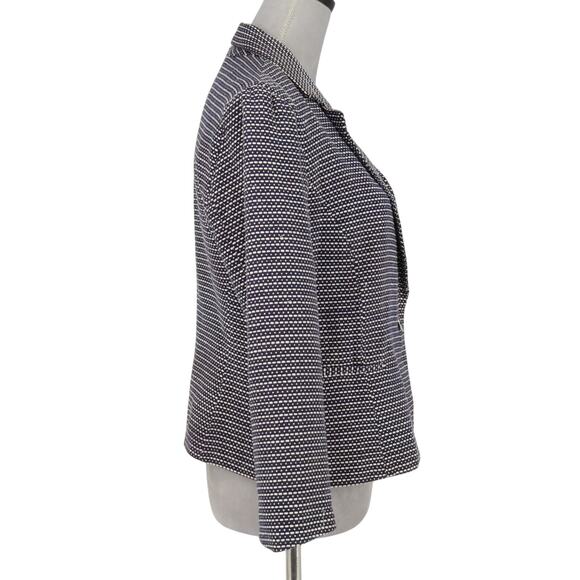 Cynthia Rowley Jacket Womens Large Navy Blue White Cotton Lined Blazer Career - Picture 5 of 14